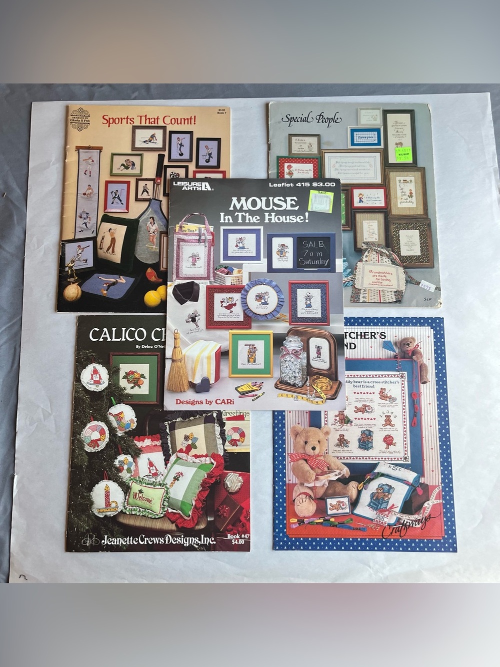 Vintage Cross Stitch Designs Sampler Instruction Multi-Theme Booklets - Set of 5